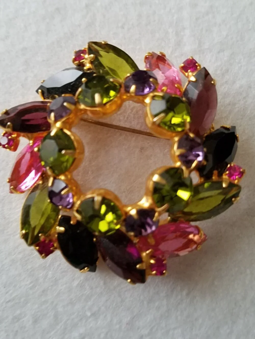 Vintage Juliana Multicolor Rhinestone Brooch Verified